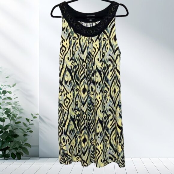Elementz Sleeveless Boatneck Flowy Rayon Print Dress Size Large - Picture 2 of 7